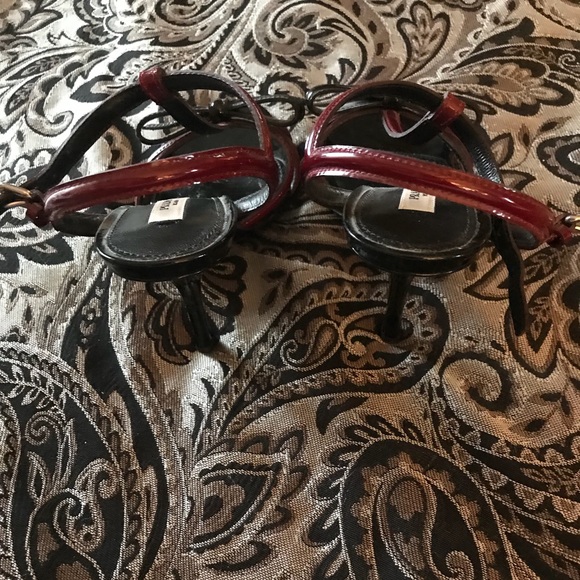 Authentic Prada Burgundy/ Black Patent Sandal - Picture 6 of 6